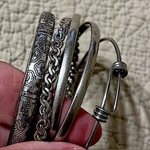 Elegant Silver Bangle Set